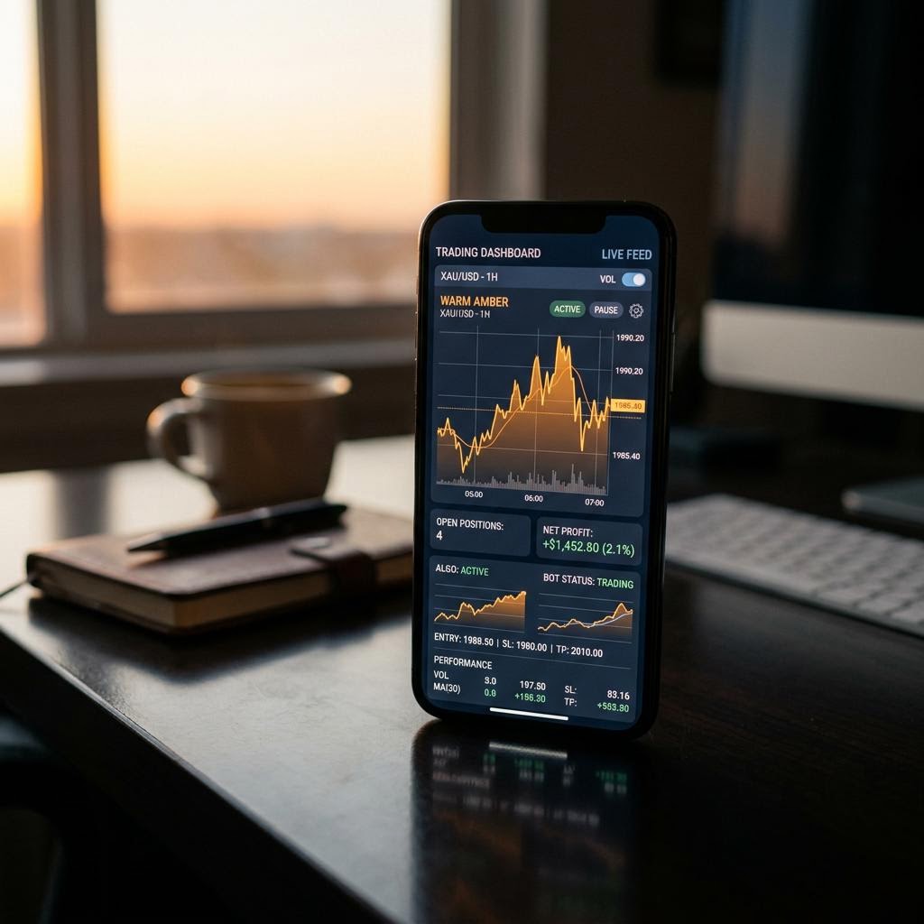 Moietance AI crypto trading platform interface on mobile device